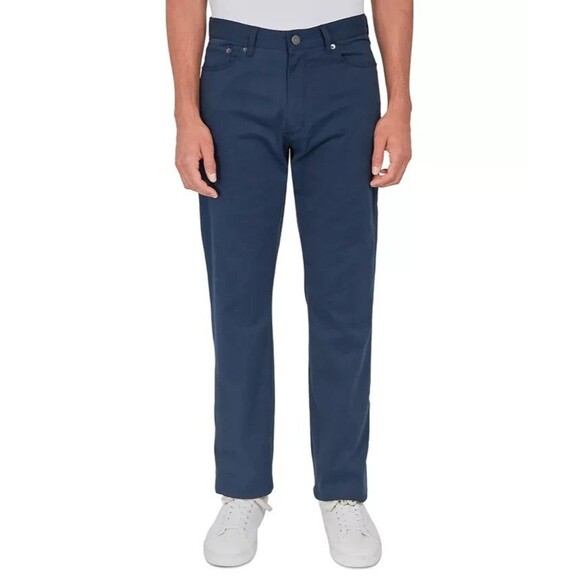 Society of Threads Men's Flat Front Regular Fit Solid 5 Pocket Pants Navy 30/30L - Picture 1 of 7